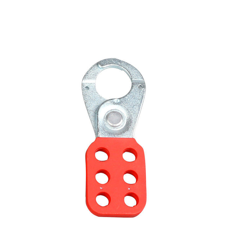 Pack of 5 PA Coated Steel Hasps BD-K01 - 6 Hole Lockout Tagout Devices, Galvanized Steel, 40mm x 115mm, Red Color, Secure Locking for Safety Compliance and Equipment Protection - Prolock Express