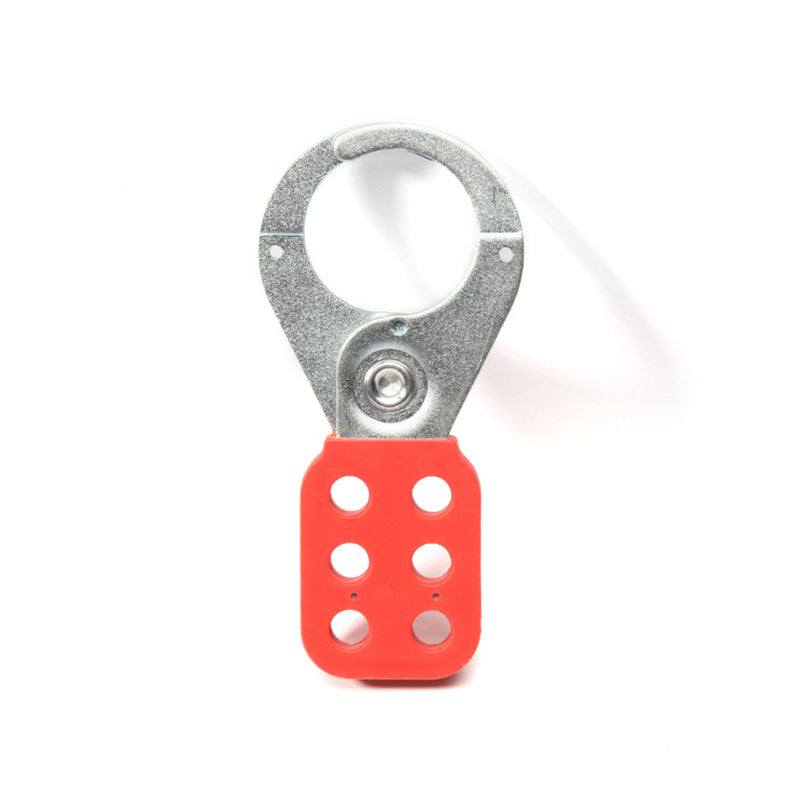 Pack of 5 PA Coated Steel Hasps BD-K01 - 6 Hole Lockout Tagout Devices, Galvanized Steel, 40mm x 115mm, Red Color, Secure Locking for Safety Compliance and Equipment Protection - Prolock Express