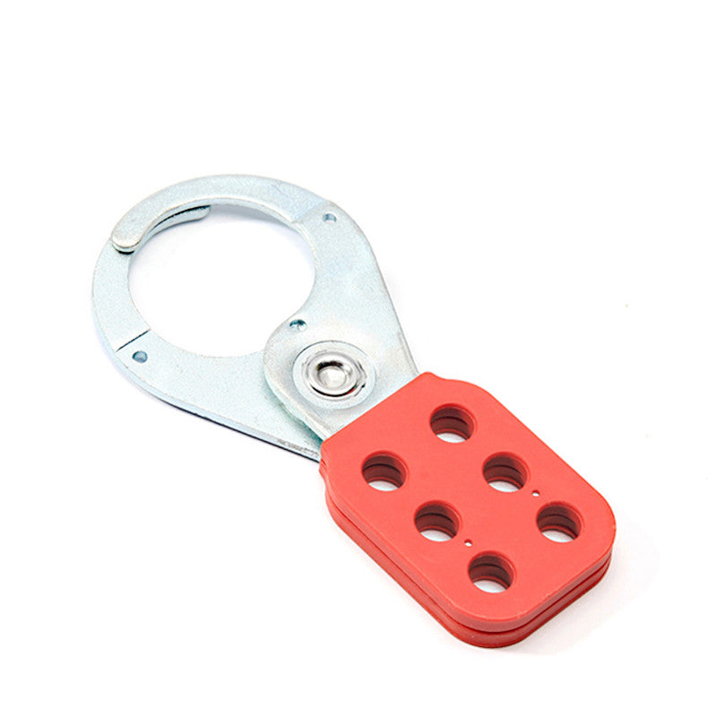 Pack of 5 PA Coated Steel Hasps BD-K01 - 6 Hole Lockout Tagout Devices, Galvanized Steel, 40mm x 115mm, Red Color, Secure Locking for Safety Compliance and Equipment Protection - Prolock Express