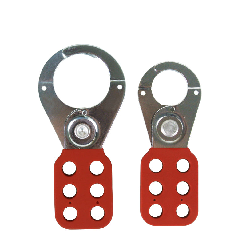 Pack of 5 PA Coated Steel Hasps BD-K01 - 6 Hole Lockout Tagout Devices, Galvanized Steel, 40mm x 115mm, Red Color, Secure Locking for Safety Compliance and Equipment Protection - Prolock Express