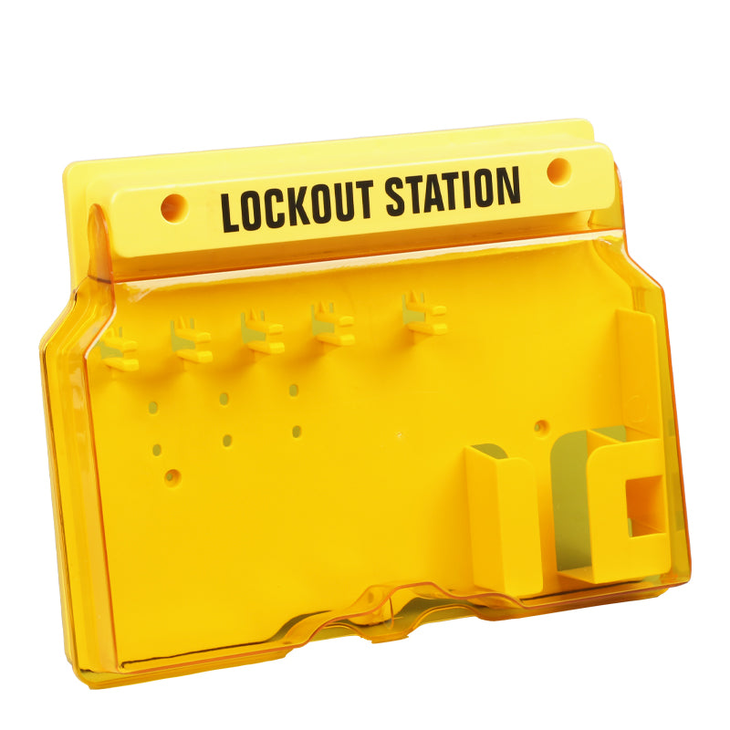 BD-B101 Lockout Station: Safety Organizer, Durable, Bold Yellow. Keywords: Lockout Station, Safety Organizer, Durable PC, Workplace Safety, Organizational Tool, Industrial Safety. - Prolock Express