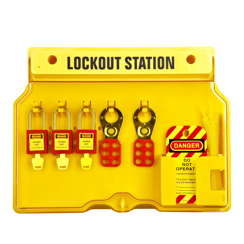 BD-B101 Lockout Station: Safety Organizer, Durable, Bold Yellow. Keywords: Lockout Station, Safety Organizer, Durable PC, Workplace Safety, Organizational Tool, Industrial Safety. - Prolock Express