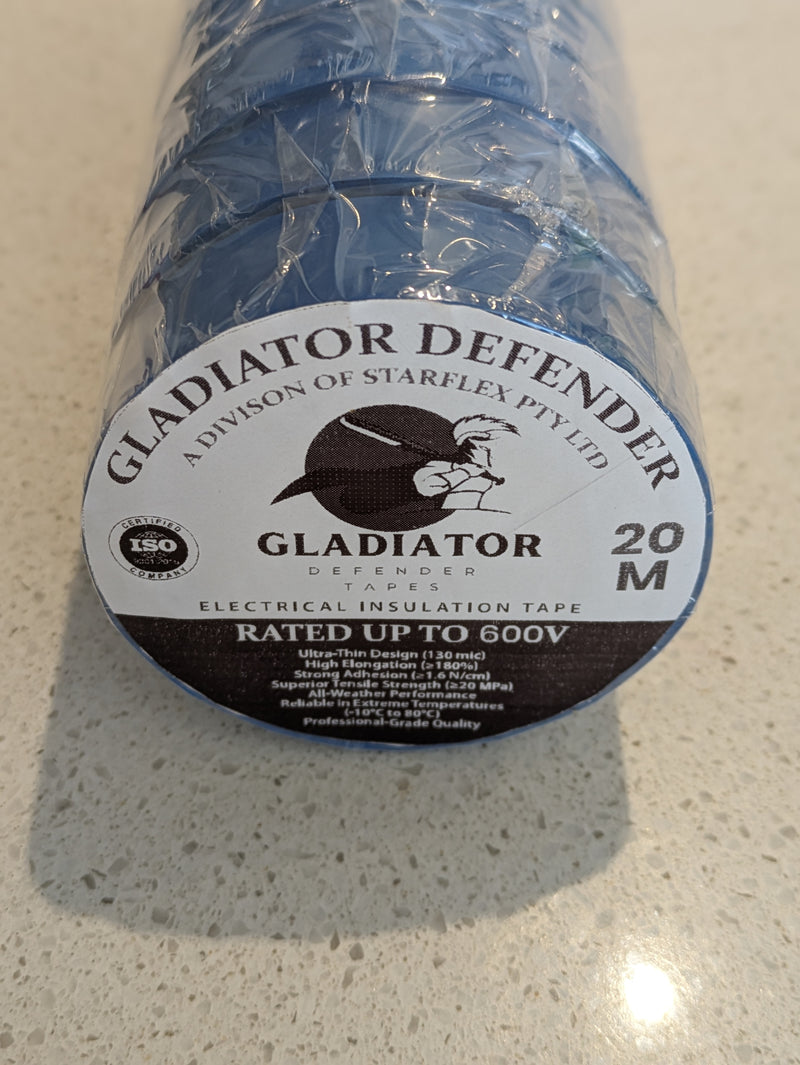 50 rolls Gladiator Defender Electrical Tape: Pack Of 50 Superior Adhesion, Flexibility, and Durability for All Your Electrical Insulation Needs