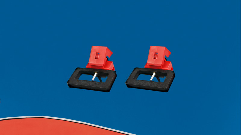 BD-D13 Clamp-on Breaker Lockout 2-Pack - Red/Black, PP Body, Nylon Base Plate.Breaker Lockout, Clamp-on Lockout, Secure Padlock Compatible. - Prolock Express