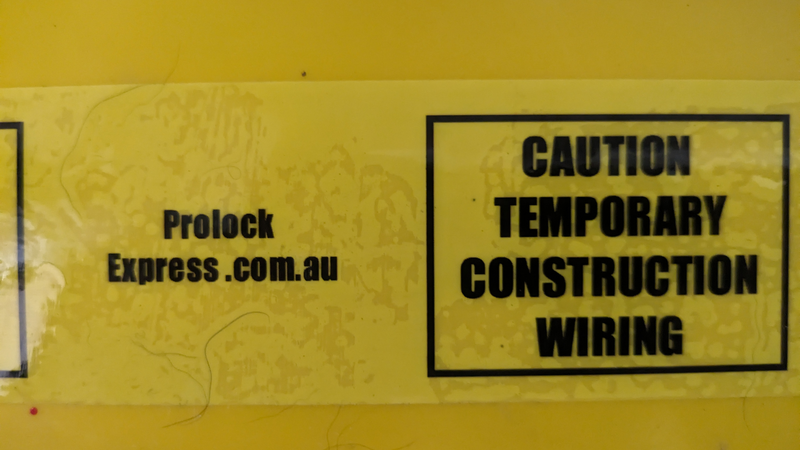 Temporary Construction Wiring Tape to satisfy AS/NZS 3012 CL 2.5.4