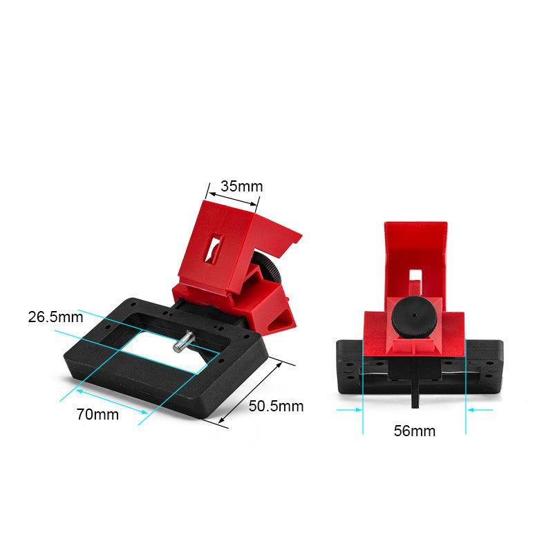 BD-D13 Clamp-on Breaker Lockout 2-Pack - Red/Black, PP Body, Nylon Base Plate.Breaker Lockout, Clamp-on Lockout, Secure Padlock Compatible. - Prolock Express